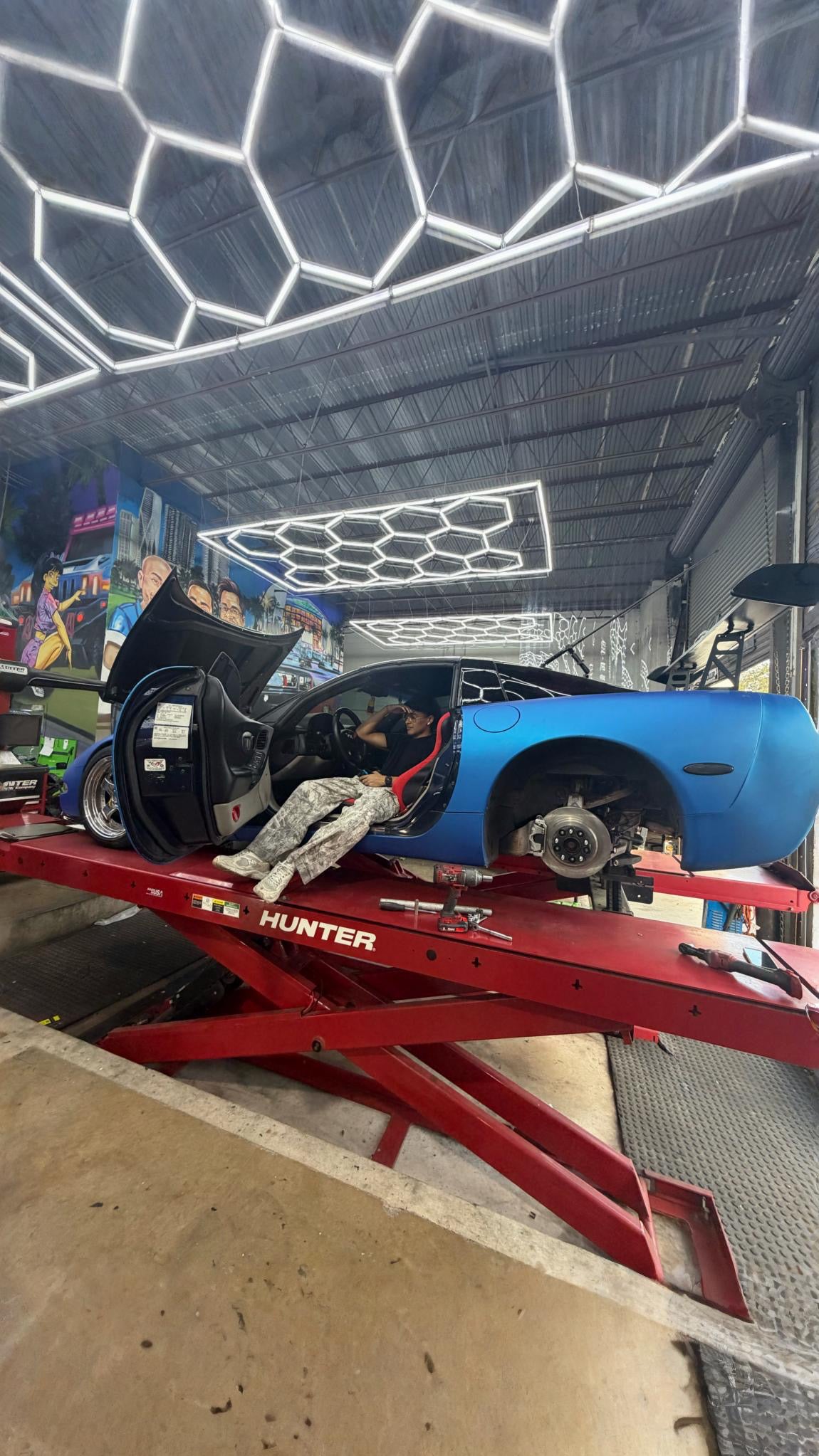 My Corvette being worked on