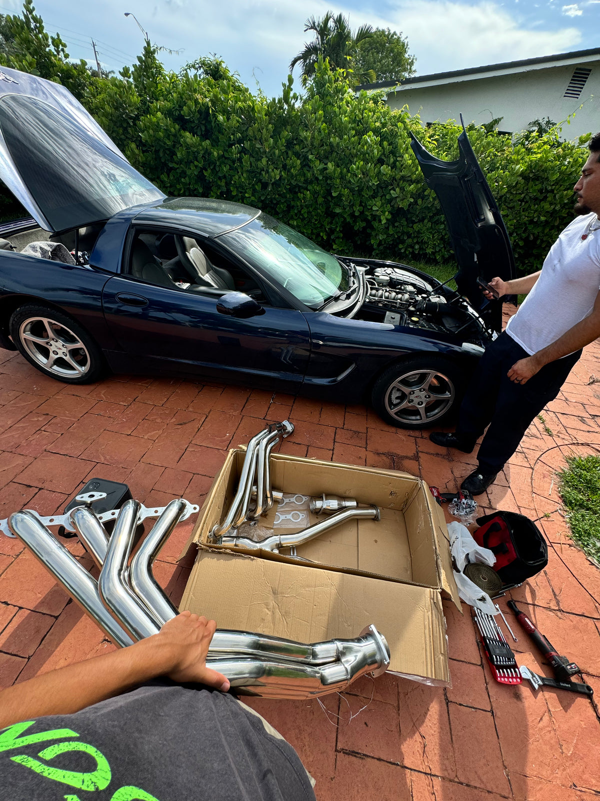 My Corvette being worked on