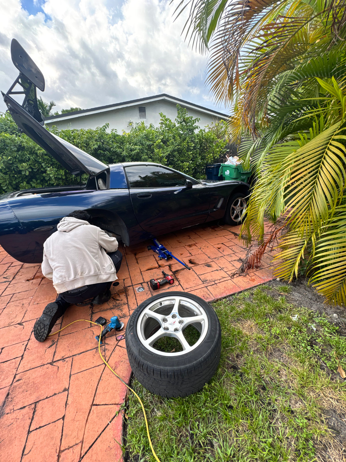 My Corvette being worked on