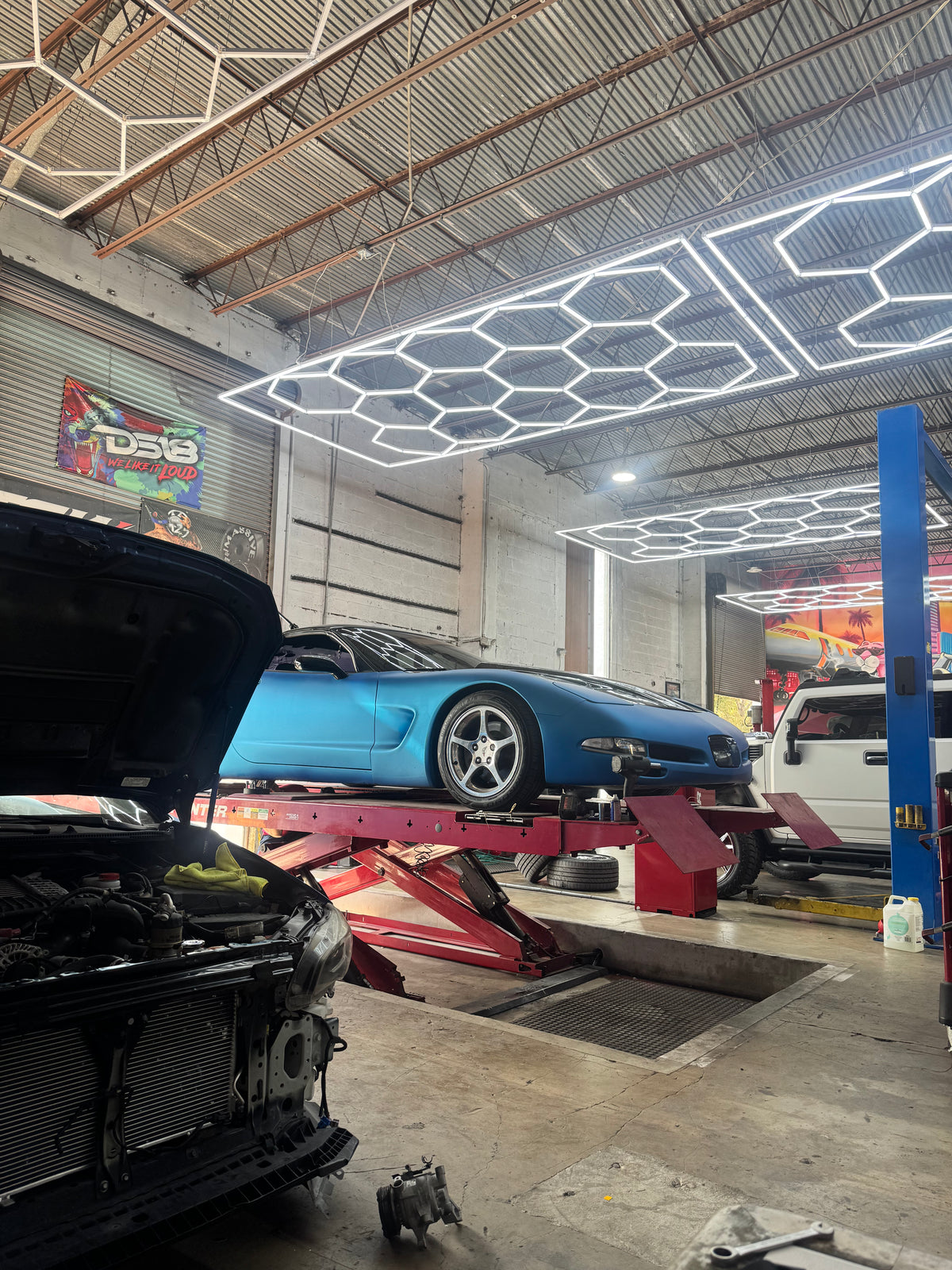 My Corvette being worked on