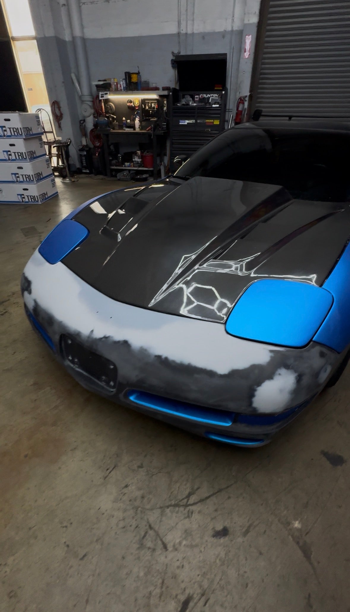 My Corvette being worked on
